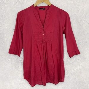 Devoted Luxury Apparel Red Bohemian Popover Style Top Blouse Size Medium Shirt M